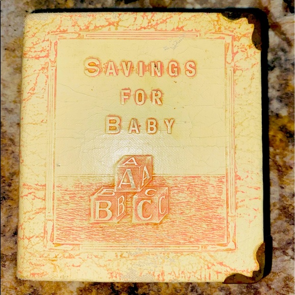 Antique 1930 Savings for baby bank with working key.